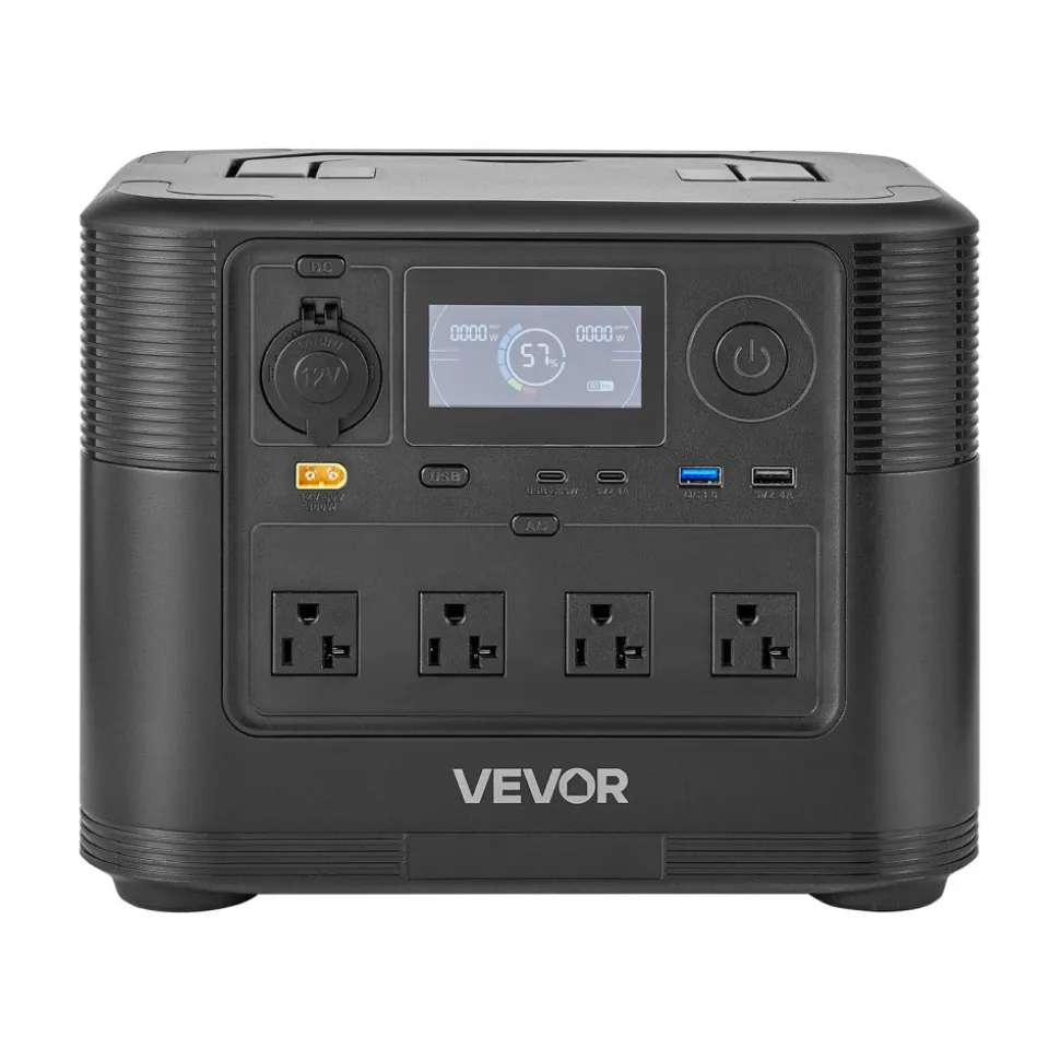 VEVOR Portable Power Station, 1800W Solar Generator Power Station, 1008Wh LiFePO4 Battery Backup with 9 Output Ports for for Home Emergency, Outdoor Camping, RV Travel (Solar Panel NOT Included)