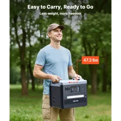 VEVOR Portable Power Station, 2400W Portable Solar Generator with 200W Foldable Solar Panel, 2160Wh Expandable LiFePO4 Battery Backup with 10 Output Ports & Adjustable Input Power for Home Camping RV