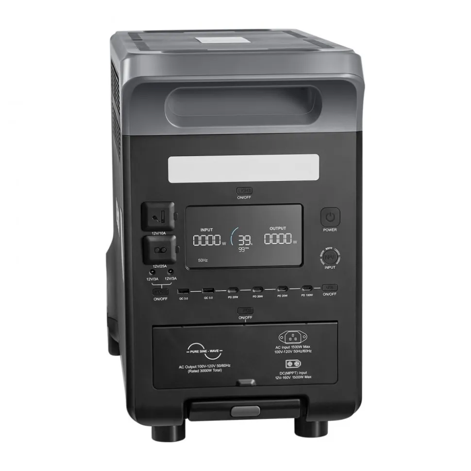 VEVOR Portable Power Station, 3000W Solar Generator Power Station, 3072Wh LiFePO4 Battery Backup with 15 Output Ports for for Home Emergency, Outdoor Camping, RV Travel (Solar Panel NOT Included)