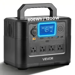 VEVOR Portable Power Station, 1200W Solar Generator Power Station, 806Wh LiFePO4 Battery Backup with 10 Output Ports for Home Emergency, Outdoor Camping, RV Travel (Solar Panel NOT Included)