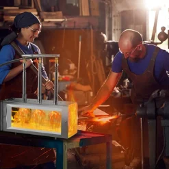VEVOR Portable Propane Forge, 3 Burners, 2600℉ Tool and Knife Making Blacksmithing Farrier Forge, Large Capacity Square Shape, Stainless Steel Gas Forging Tools and Equipment, Use for Metal Forging