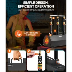 VEVOR Portable Propane Forge, 3 Burners, 2600℉ Tool and Knife Making Blacksmithing Farrier Forge, Large Capacity Hexagon, Cold-Rolled Steel Gas Forging Tools and Equipment, Use for Metal Forging