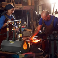 VEVOR Portable Propane Forge, 3 Burners, 2600℉ Tool and Knife Making Blacksmithing Farrier Forge, Large Capacity Hexagon, Cold-Rolled Steel Gas Forging Tools and Equipment, Use for Metal Forging