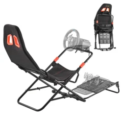 VEVOR Portable Racing Wheel Stand, Foldable & Adjustable Steering Sim Wheel Stand, 18.5 in Seat Inner Width, Compatible with Logitech G923/G920/G29, Thrustmaster T248P, Fanatec, Hori, Mad Catz, Black