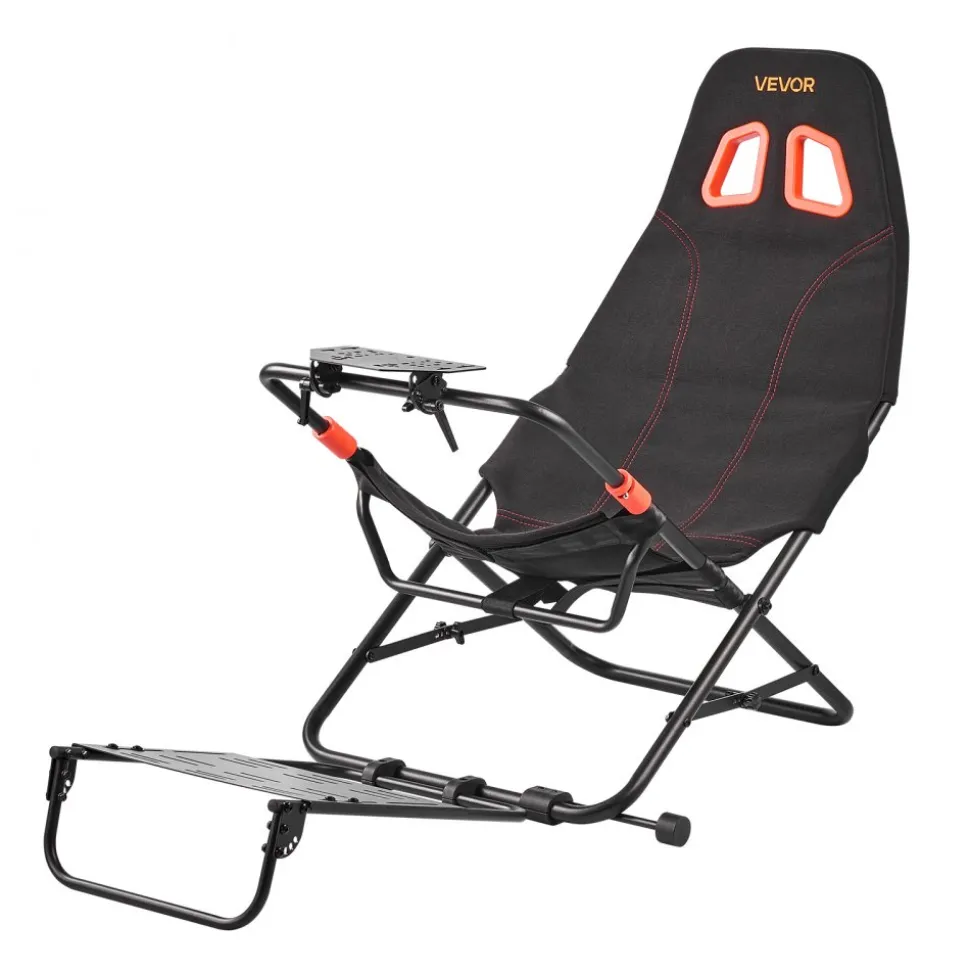 VEVOR Portable Racing Wheel Stand, Foldable & Adjustable Steering Sim Wheel Stand, 18.5 in Seat Inner Width, Compatible with Logitech G923/G920/G29, Thrustmaster T248P, Fanatec, Hori, Mad Catz, Black