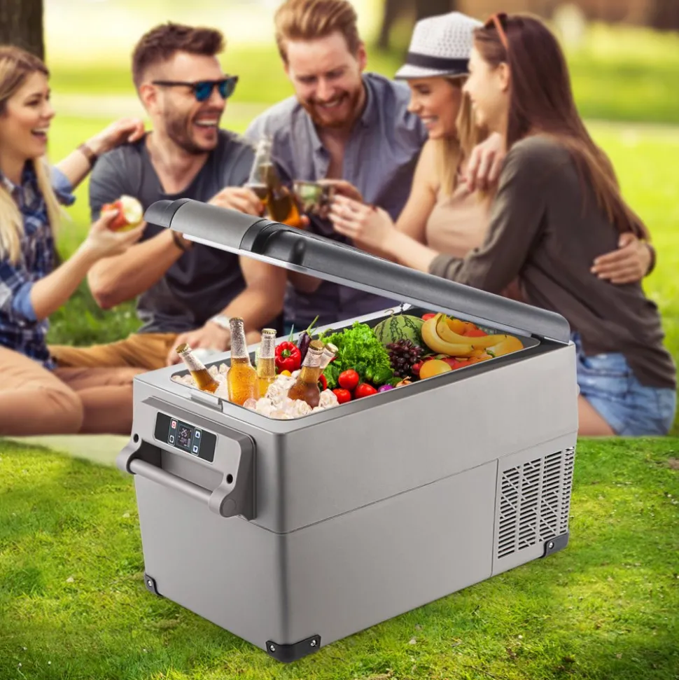 VEVOR Portable Refrigerator 37 Quart(35 Liter),12 Volt Refrigerator App Control(-4℉~68℉), Car Refrigerator Dual Zone with 12/24v DC & 110-240v AC for Camping, Travel, Fishing, Outdoor or Home Use