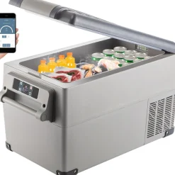 VEVOR Portable Refrigerator 37 Quart(35 Liter),12 Volt Refrigerator App Control(-4℉~68℉), Car Refrigerator Dual Zone with 12/24v DC & 110-240v AC for Camping, Travel, Fishing, Outdoor or Home Use