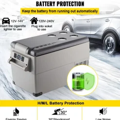 VEVOR Portable Refrigerator 37 Quart(35 Liter),12 Volt Refrigerator App Control(-4℉~68℉), Car Refrigerator Dual Zone with 12/24v DC & 110-240v AC for Camping, Travel, Fishing, Outdoor or Home Use