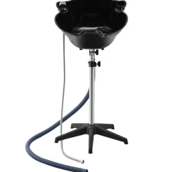 VEVOR Portable Shampoo Bowl, Deep Shampoo Sink with Adjustable Height & Angle, Includes Drain Hose, Shower Head, Lightweight Hair Wash Basin for Barber Salon Spa Center & Home Use, Black