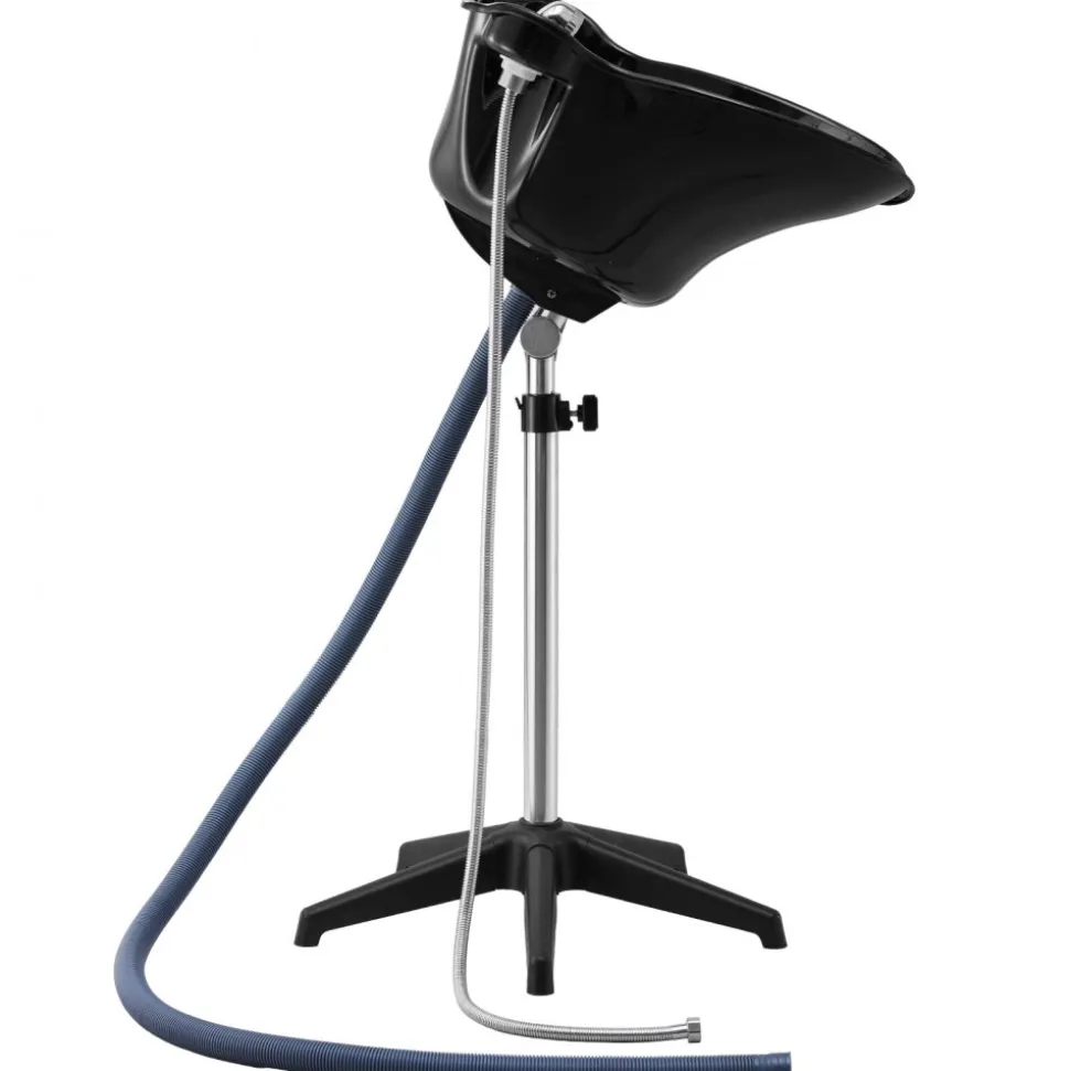VEVOR Portable Shampoo Bowl, Deep Shampoo Sink with Adjustable Height & Angle, Includes Drain Hose, Shower Head, Lightweight Hair Wash Basin for Barber Salon Spa Center & Home Use, Black