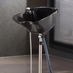 VEVOR Portable Shampoo Bowl, Deep Shampoo Sink with Adjustable Height & Angle, Includes Drain Hose, Shower Head, Lightweight Hair Wash Basin for Barber Salon Spa Center & Home Use, Black