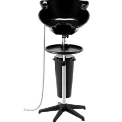 VEVOR Portable Shampoo Bowl, Deep Shampoo Sink with Adjustable Height & Angle, Washing Hair Station Includes Drain Hose, Shower Head and Bucket, Salon Sink for Home & Barber Use, Black
