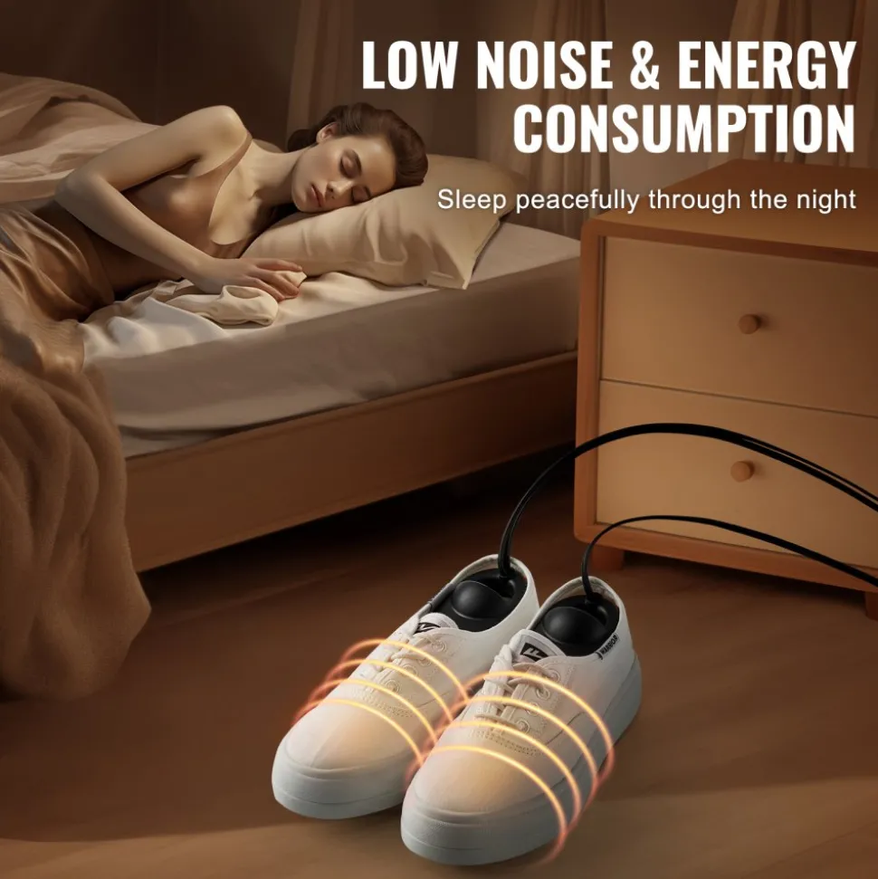 VEVOR Portable Shoe Dryer, Electric Boot Dryer, Deodorized Boot Warmers/Dryer with Quick & Even Drying for Cotton Slippers, Snow Boots, Leather Shoes, Canvas Shoes, Socks, Black & Orange