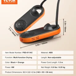 VEVOR Portable Shoe Dryer, Electric Boot Dryer, Deodorized Boot Warmers/Dryer with Quick & Even Drying for Cotton Slippers, Snow Boots, Leather Shoes, Canvas Shoes, Socks, Black & Orange