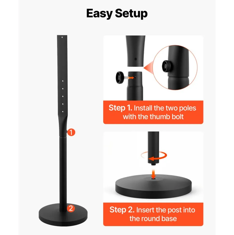 VEVOR Portable Sign Post, 2-Pack, 4 ft Tall, Metal Sign Stands with Heavy Duty Cast Iron Base, Multi-Hole Design for Easy Installation, Wind-Resistant, for Indoor and Outdoor Parking, Warning, Notice