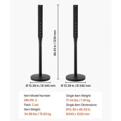 VEVOR Portable Sign Post, 2-Pack, 4 ft Tall, Metal Sign Stands with Heavy Duty Cast Iron Base, Multi-Hole Design for Easy Installation, Wind-Resistant, for Indoor and Outdoor Parking, Warning, Notice