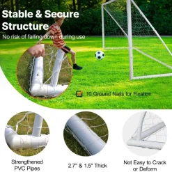 VEVOR Portable Soccer Goal, 12x6 ft Soccer Net, Adults Kids Backyard Soccer Net, Large Practice Soccer Net, Youth Training Soccer Goal Set, All-Weather Outdoor Soccer Goals with Carry Bag, 1 Pack