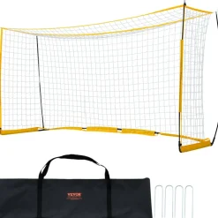 VEVOR Portable Soccer Goal, 12x6 ft Adults Kids Backyard Soccer Net, Large Practice Soccer Net, Steel Fiberglass Structure Training Goal Set, All-Weather Outdoor Soccer Goals with Carry Bag, Yellow