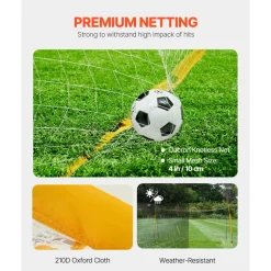VEVOR Portable Soccer Goal, 12x6 ft Adults Kids Backyard Soccer Net, Large Practice Soccer Net, Steel Fiberglass Structure Training Goal Set, All-Weather Outdoor Soccer Goals with Carry Bag, Yellow