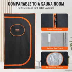 VEVOR Portable Steam Sauna Tent Full Size, 1000W Personal Sauna Blanket Kit for Home Spa, Detoxify & Soothing Heated Body Therapy, Time & Temperature Remote Control With Floor Mat
