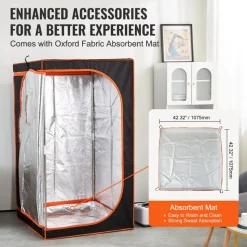 VEVOR Portable Steam Sauna Tent Full Size, 1000W Personal Sauna Blanket Kit for Home Spa, Detoxify & Soothing Heated Body Therapy, Time & Temperature Remote Control With Floor Mat