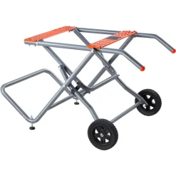 VEVOR Portable Table Saw Stand, 350 lbs Load Capacity, Rolling Foldable Table Saw Table with 8 Inches Rubber Wheels, Heavy Duty Construction, Easy Storage, Universal for Most Brands of Table Saws