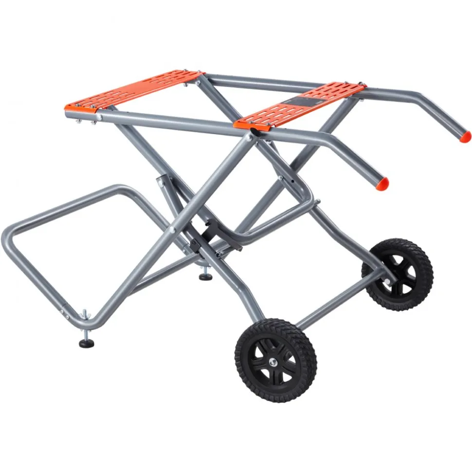 VEVOR Portable Table Saw Stand, 350 lbs Load Capacity, Rolling Foldable Table Saw Table with 8 Inches Rubber Wheels, Heavy Duty Construction, Easy Storage, Universal for Most Brands of Table Saws