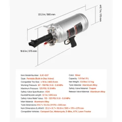 VEVOR Portable Tire Bead Seater, 1.6 Gal / 6 L Air Bead Blaster, Handheld Tire Inflator Tool, 87-116 PSI Operating Pressure, Trigger Seating Inflator for Car, Compact SUV, Light Truck, E-Bike, RV, ATV
