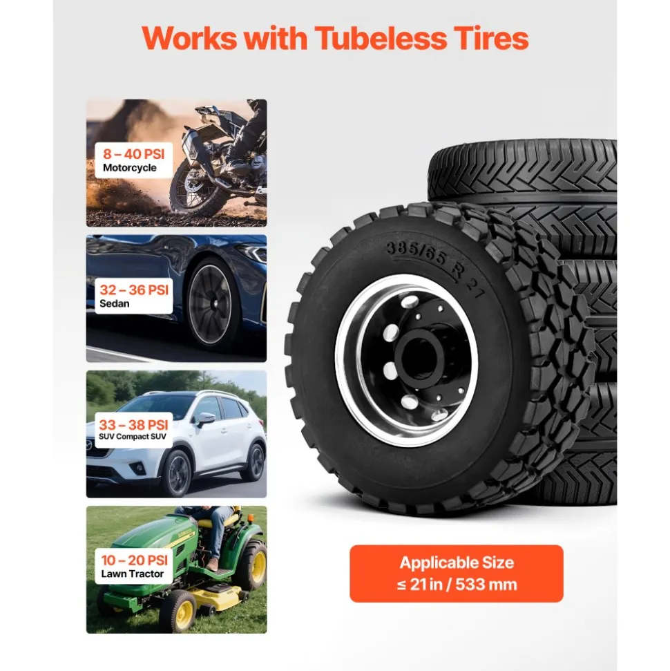 VEVOR Portable Tire Bead Seater, 2.1 Gal / 8 L Air Bead Blaster, Handheld Tire Inflator Tool, 87-116 PSI Operating Pressure, Trigger Seating Inflator for Car, Compact SUV, Light Truck, E-Bike, RV, ATV