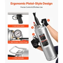 VEVOR Portable Tire Bead Seater, 2.6 Gal/10 L Air Bead Blaster, Handheld Tire Inflator Tool, 87-116 PSI Operating Pressure, Trigger Seating Inflator for Car, Compact SUV, Light Truck, E-Bike, RV, ATV