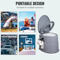 VEVOR Portable Toilet for Camping, 350 lbs Weight Capacity, Stainless Steel Foldable Camp Travel Toilet with Soft Seat for Adults, Suitable for Truckers, RV Travel, Camping, Road Trips, Outdoor Use