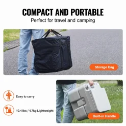 VEVOR Portable Toilet for Camping, Porta Potty with Carry Bag, 5.3 Gal Waste Tank & 3.2 Gal Flush Tank, Push-Button Pressurized Flush Commode, Leak-proof and Odourless Travel Toilet for Camping Car