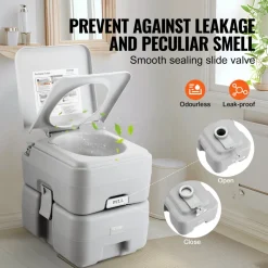 VEVOR Portable Toilet for Camping, Porta Potty with Carry Bag, 5.3 Gal Waste Tank & 3.2 Gal Flush Tank, Push-Button Pressurized Flush Commode, Leak-proof and Odourless Travel Toilet for Camping Car
