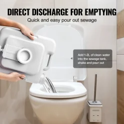 VEVOR Portable Toilet for Camping with Carry Bag, RV Toilet with 3.2 Gal Waste Tank, Push-Button Pressurized Flush Commode, Leak-proof and Odourless Travel Toilet for Adults Kids Camping Car