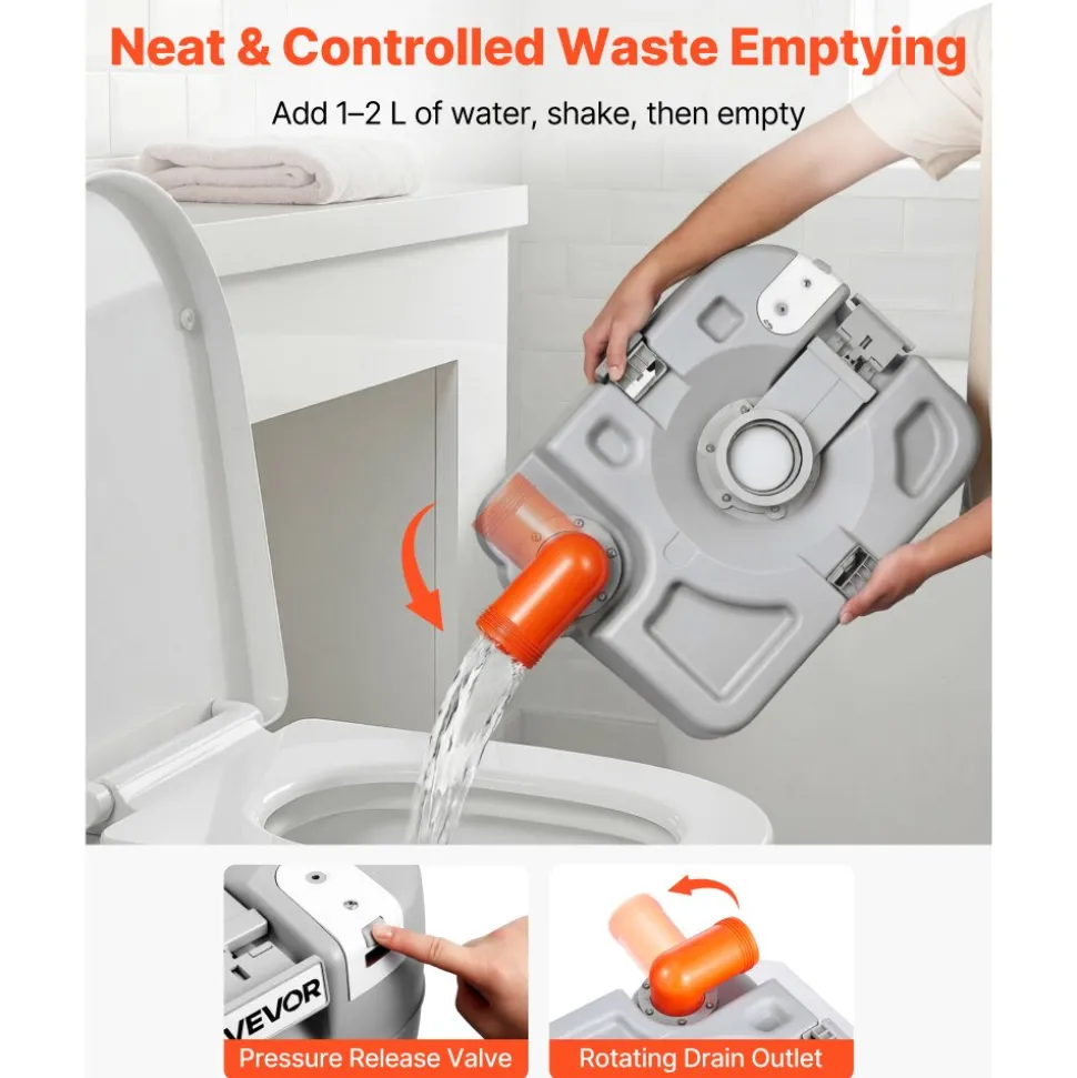 VEVOR Portable Toilet, 7.9 Gallon Detachable Waste Tank, 200 Flushes, Camping Toilet for Adults, Outdoor Travel Potty with Level Indicator, Suitable for RV Travel, Camping, Hiking, Boating and Trips