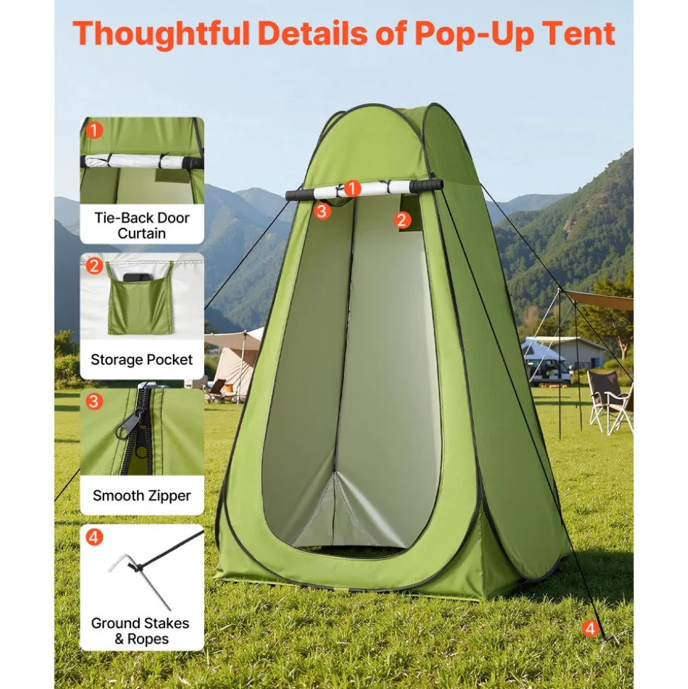 VEVOR Portable Toilet Kit, 330 lbs Load Capacity, Folding Camping Toilet with Pop-Up Privacy Tent, Outdoor Travel Potty for Adults with Carry Bags, Trash Bags, Suitable for RV Travel, Camping, Hiking