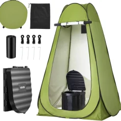 VEVOR Portable Toilet Kit, 330 lbs Load Capacity, Folding Camping Toilet with Pop-Up Privacy Tent, Outdoor Travel Potty for Adults with Carry Bags, Trash Bags, Suitable for RV Travel, Camping, Hiking
