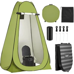 VEVOR Portable Toilet Kit, 330 lbs Load Capacity, Folding Camping Toilet with Pop-Up Privacy Tent, Outdoor Travel Potty for Adults with Carry Bags, Trash Bags, Suitable for RV Travel, Camping, Hiking