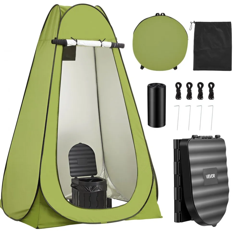 VEVOR Portable Toilet Kit, 330 lbs Load Capacity, Folding Camping Toilet with Pop-Up Privacy Tent, Outdoor Travel Potty for Adults with Carry Bags, Trash Bags, Suitable for RV Travel, Camping, Hiking
