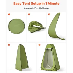 VEVOR Portable Toilet Kit, 330 lbs Load Capacity, Folding Camping Toilet with Pop-Up Privacy Tent, Outdoor Travel Potty for Adults with Carry Bags, Trash Bags, Suitable for RV Travel, Camping, Hiking