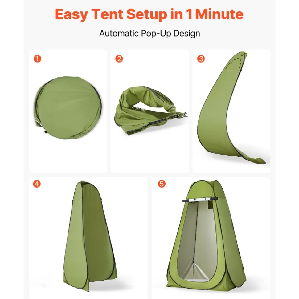 VEVOR Portable Toilet Kit, 330 lbs Load Capacity, Folding Camping Toilet with Pop-Up Privacy Tent, Outdoor Travel Potty for Adults with Carry Bags, Trash Bags, Suitable for RV Travel, Camping, Hiking