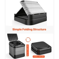 VEVOR Portable Toilet, 330 lbs Load Capacity, Folding Camping Toilet for Adults, Outdoor Travel Potty with Carry Bag, Trash Bags, Suitable for Home Use, RV Travel, Camping, Hiking, Boating, Car, Trips