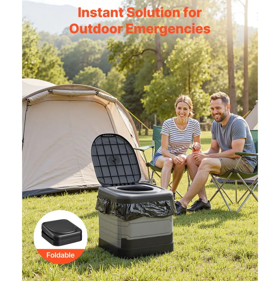 VEVOR Portable Toilet, 330 lbs Load Capacity, Folding Camping Toilet for Adults, Outdoor Travel Potty with Carry Bag, Trash Bags, Suitable for Home Use, RV Travel, Camping, Hiking, Boating, Car, Trips