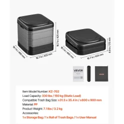 VEVOR Portable Toilet, 330 lbs Load Capacity, Folding Camping Toilet for Adults, Outdoor Travel Potty with Carry Bag, Trash Bags, Suitable for Home Use, RV Travel, Camping, Hiking, Boating, Car, Trips