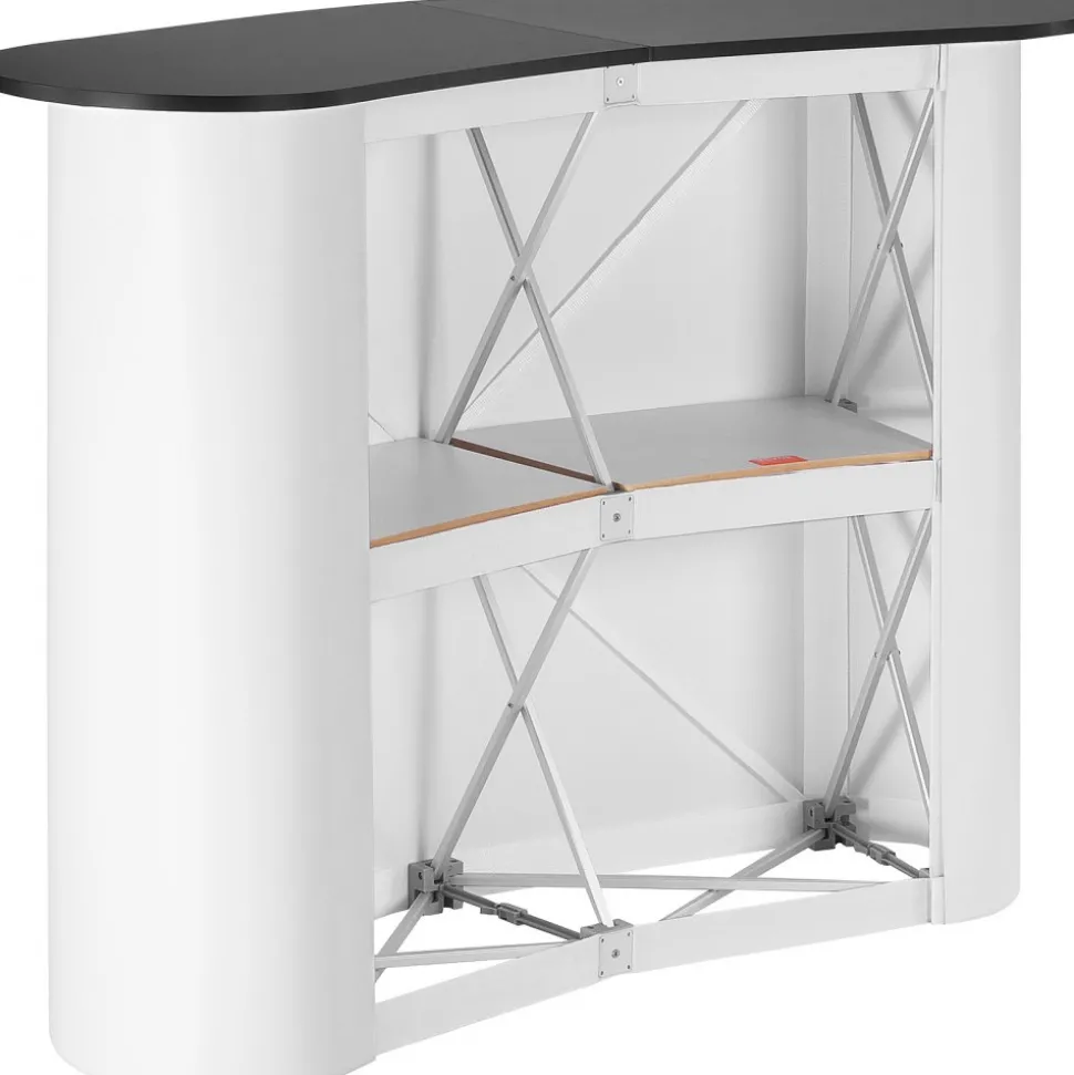 VEVOR Portable Tradeshow Podium Table, 51.18" x 18.31" x 37.4", Display Exhibition Counter Stand Booth Fair with Wall, Foldable Promotion Retail Bar Table Pop Up Podium with Storage Rack, Carrying Bag