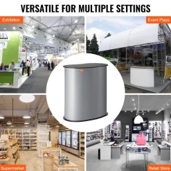 VEVOR Portable Tradeshow Podium Table, 35.43" x 19.29" x 37.01", Display Exhibition Counter Stand Booth Fair with Wall, Foldable Promotion Retail Bar Table Pop Up Podium Counter with Carrying Bag