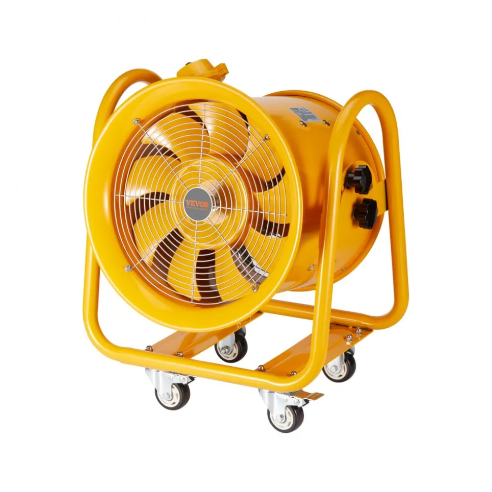 VEVOR Portable Ventilator, 16" Heavy Duty Cylinder Fan, 1100W Strong Shop Exhaust Fan 4240CFM, 16.4ft Power Cord (No charging head), Industrial Utility Blower for Sucking Dust, Smoke Home/Workplace