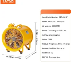 VEVOR Portable Ventilator, 12