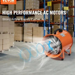 VEVOR Portable Ventilator, 12 inch Heavy Duty Cylinder Fan with 33ft Duct Hose, 585W Strong Shop Exhaust Blower 3198CFM, Industrial Utility Blower for Sucking Dust, Smoke, Smoke Home/Workplace