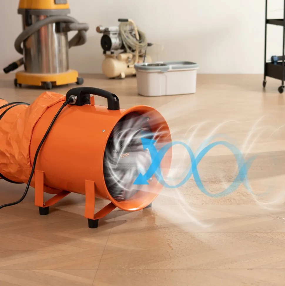 VEVOR Portable Ventilator, 12 inch Heavy Duty Cylinder Fan with 33ft Duct Hose, 585W Strong Shop Exhaust Blower 3198CFM, Industrial Utility Blower for Sucking Dust, Smoke, Smoke Home/Workplace